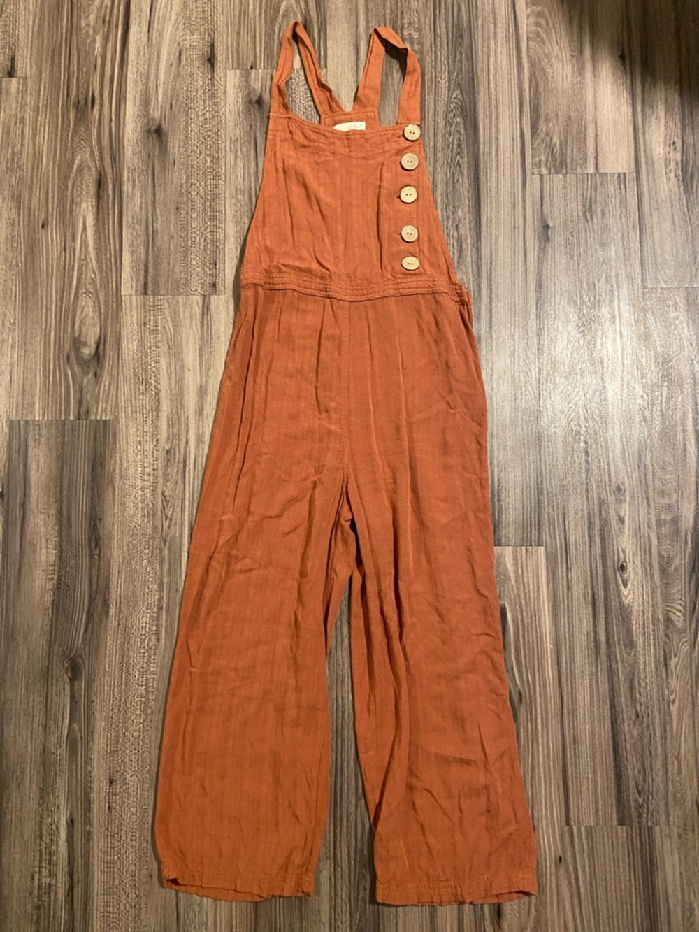 Terracotta Wide-Leg Linen Jumpsuit